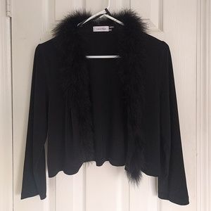 Calvin Klein Feather Trim Cardigan